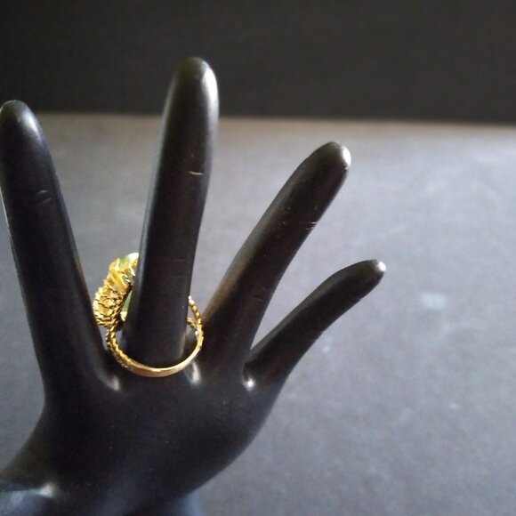 Large Sleeping Beauty Turquoise Stone Ring Set in a 12K gold 4 Prong Ring - Picture 6 of 12